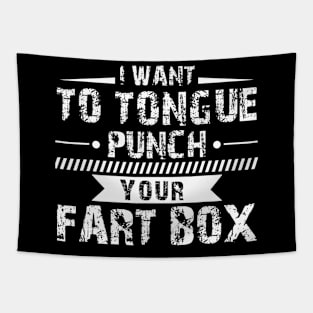 Tongue Punch Fart Box Funny Word Pun Humor Sarcasm Joke Gag Tapestry