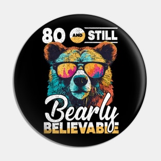 80th Birthday Dad Bear Age 80 Years Pin