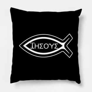 Jesus Greek with Ichthys fish Pillow