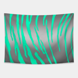 Silver Tiger Stripes Aqua Tapestry