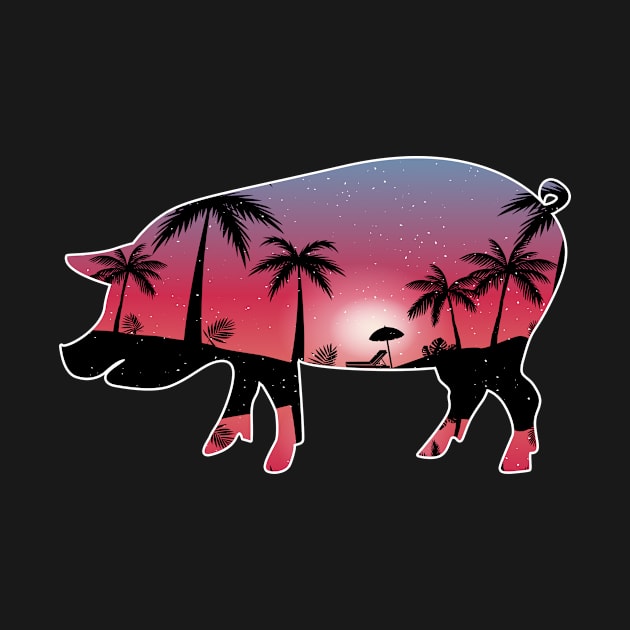 Pig Beautiful Sunset Beach Palm Tree by jrgmerschmann