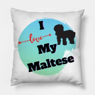 I love my Maltese, Maltese Silhouette Pillow