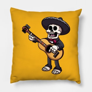 Mariachi Skeleton Playing The Guitar Pillow