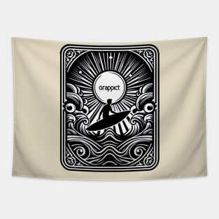 Surf man with tarot card style Tapestry