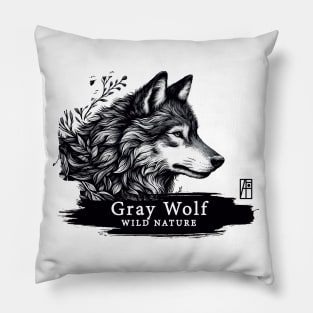 Gray Wolf - WILD NATURE - WOLF -8 Pillow