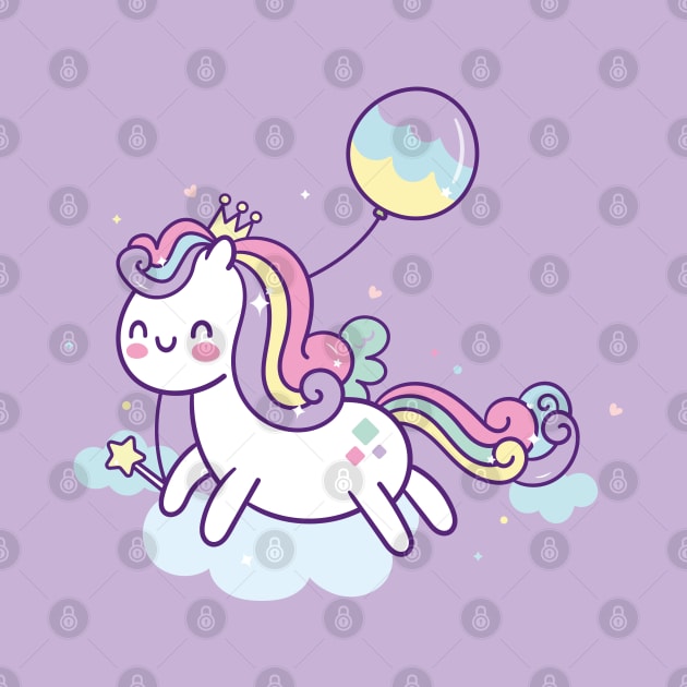 Kawaii Rainbow Unicorn Pony Cute Magic Horse by RetroGeek