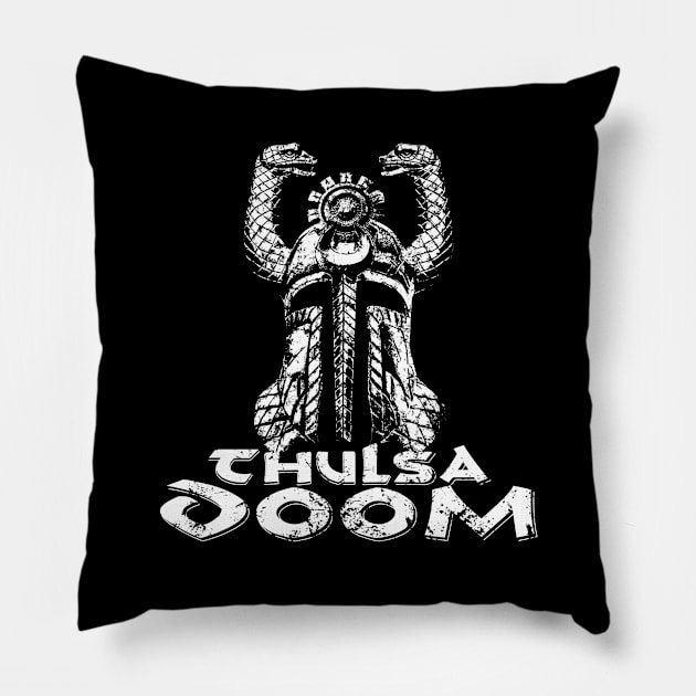 Helmet of Doom (Black Print) Pillow by Miskatonic Designs