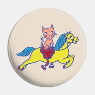 Happy Cat and Carousel Horse Pin