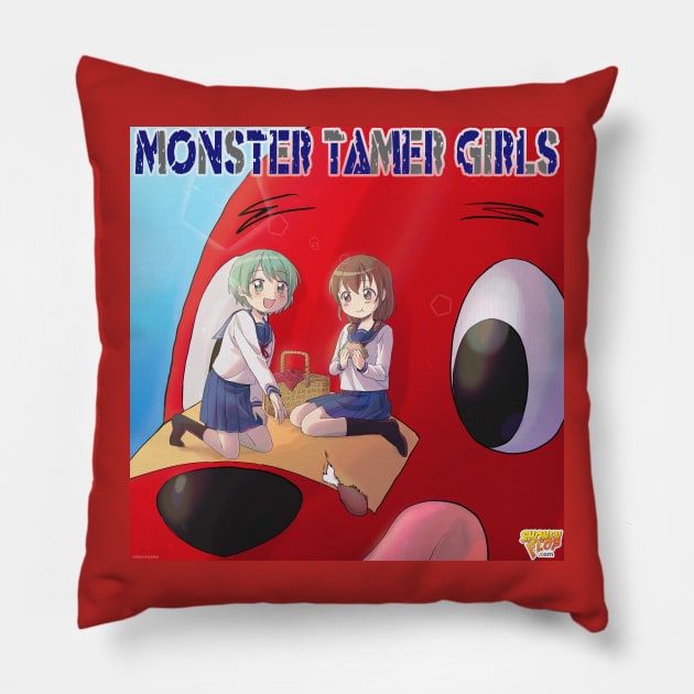 Monster Tamer Girls Shonen Flop Design Pillow by Shonen Flop