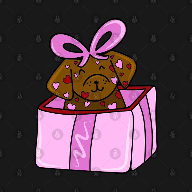 Valentine’s Day Heart Chocolate Lab Puppy in a Pink Box with Bow, made by EndlessEmporium by EndlessEmporium