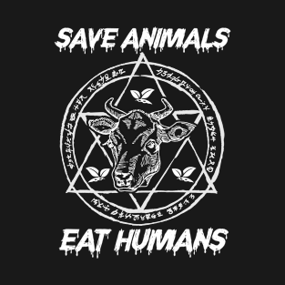 Vegetarian | Satanic Cow Pentagram | Save Animals Eat Humans T-Shirt