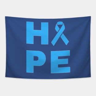 Hope Awareness Ribbon (Light Blue) Tapestry