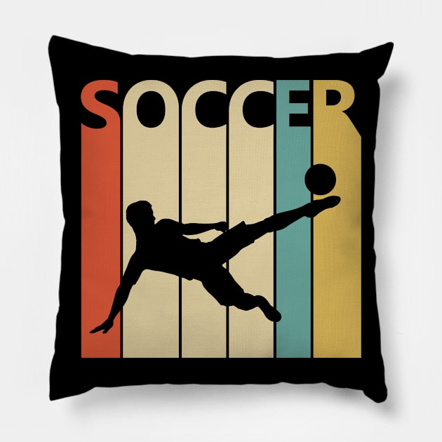 Vintage Retro Soccer Player Gift Pillow by GWENT