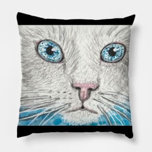 cute cat  face watercolor painting Pillow