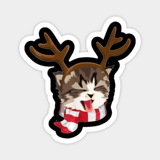 Cat Christmas Reindeer Antlers Funny Catmas Xmas Girls Kids Magnet