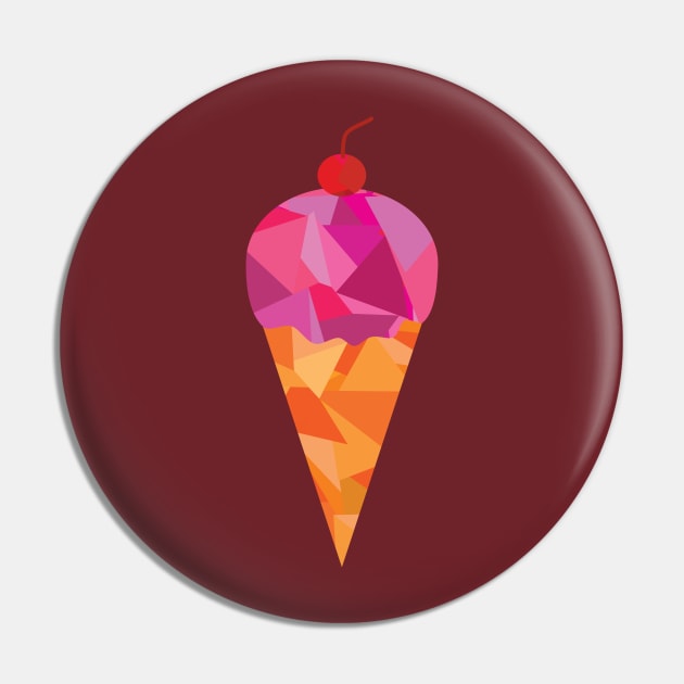 Geometric Ice Cream Cone and Cherry Pin by Ezzie