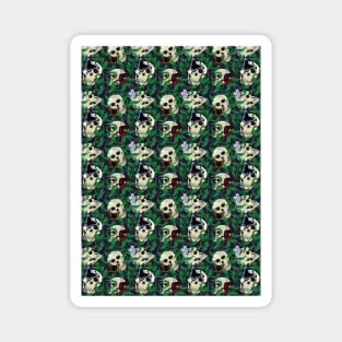 Skulls and Butterflies Spooky Pattern Magnet