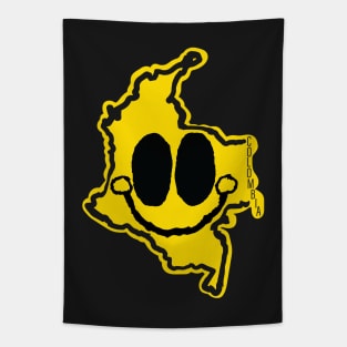 Colombia Happy Cartoon Map Face with smile Tapestry