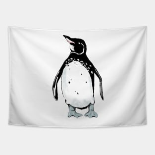 Galápagos Penguin pattern on greenish gray Tapestry