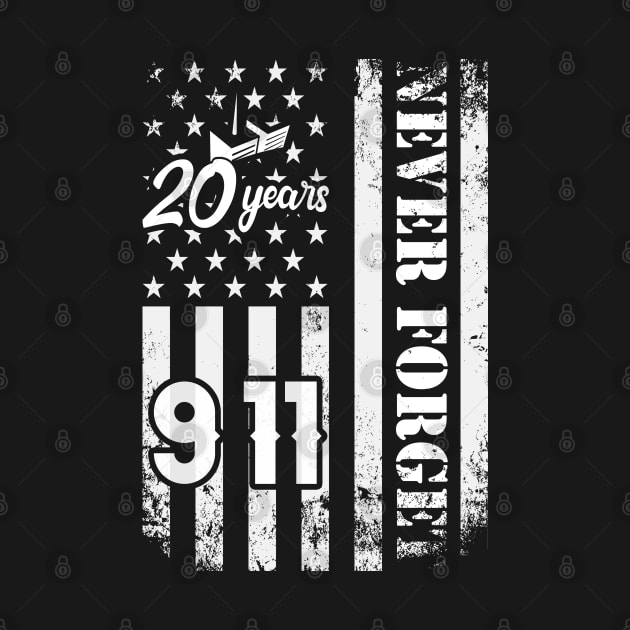 Never Forget 911 20th Anniversary Patriot Day USA Flag by Charaf Eddine