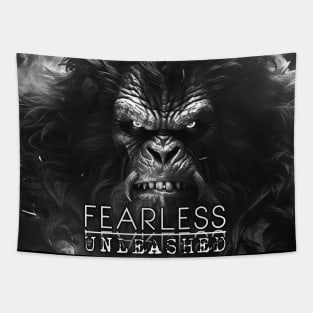 Fearless Unleashed - Gorilla Art - Motivational Quote Tapestry