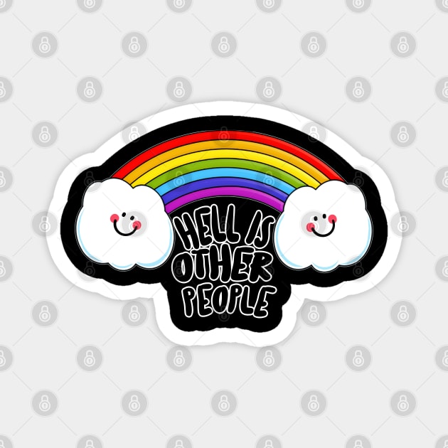 Hell Is Other People - Nihilist 80s Rainbow Graphic Design Magnet by DankFutura