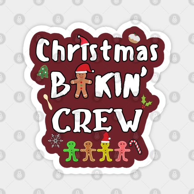 Christmas Baking Crew typography and cute doodle Magnet by Starlight Tales