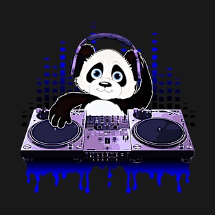 Cool Panda DJing Scratching by Basement Mastermind T-Shirt