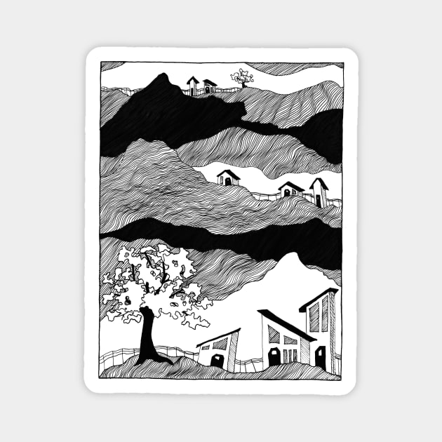 Little houses - mountains, travel, outdoors Magnet by Inspirational Koi Fish