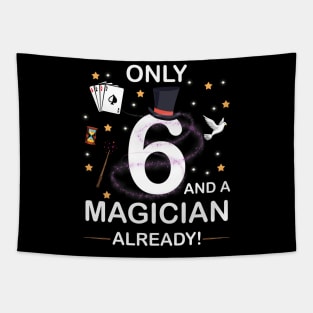 Only 6 And A Magician Already 6th Birthday gift boy kid girl Tapestry