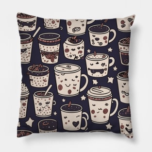 Coffee Line Art Patterns Cups and Mugs Beans Caffeine Pillow