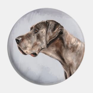 Painting of a Brown Great Dane on a Bright Lilac Background Pin