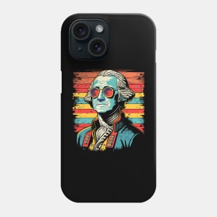 RETRO George Washington Funny July 4th American Flag Phone Case