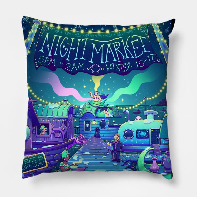 Stardew Valley Night Market Pillow by Bratzoid