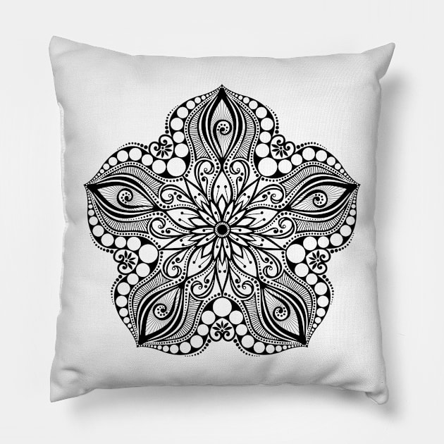 Black and White Print of Exotic Star Fish Pillow by lissantee