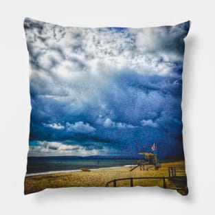 Stormy Beach on English Coast Pillow