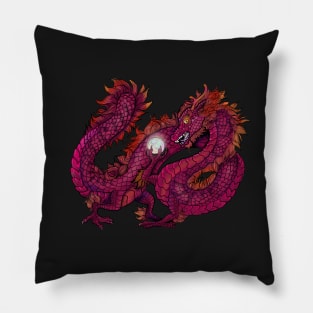 Red Oriental Pearl Dragon Pillow