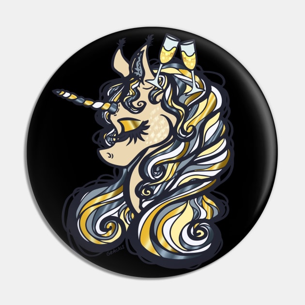 New Year's Eve Unicorn Pin by Jan Grackle