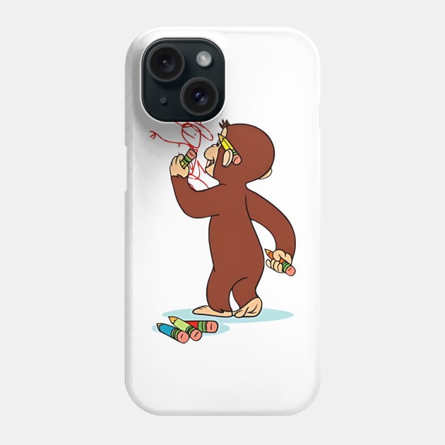 Curious George Drawing Phone Case by NobleNotion