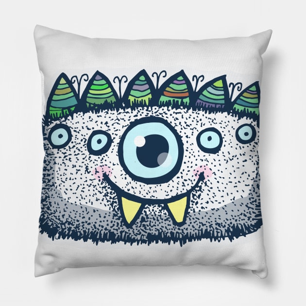 Cute fluffy monster Pillow by Voxyterra