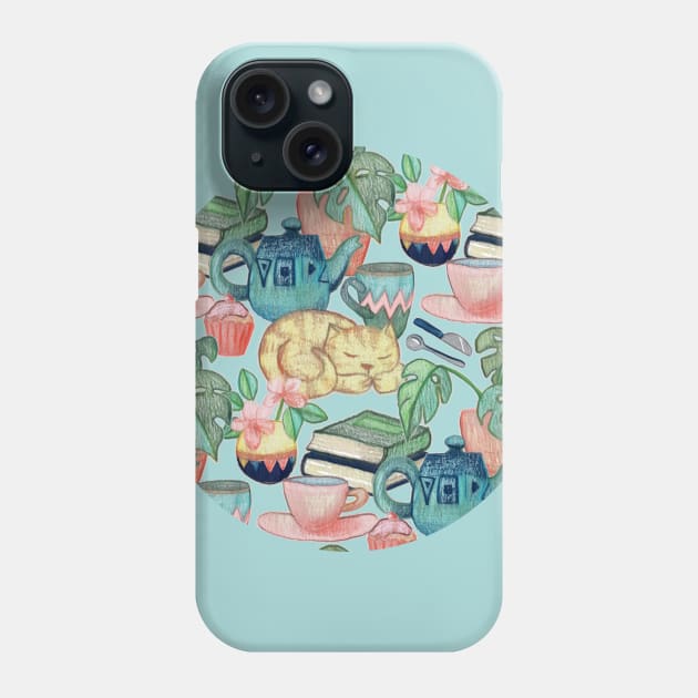 Lazy Afternoon - a chalk pastel illustration pattern Phone Case by micklyn