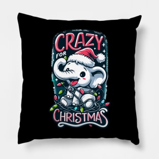 White Elephant Crazy For Christmas Pillow