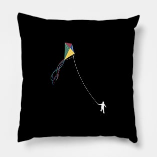 Kid Flying Kite - Children's Outdoor Play (white variant) Pillow