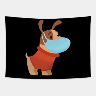 puppy with protective mask his face Tapestry