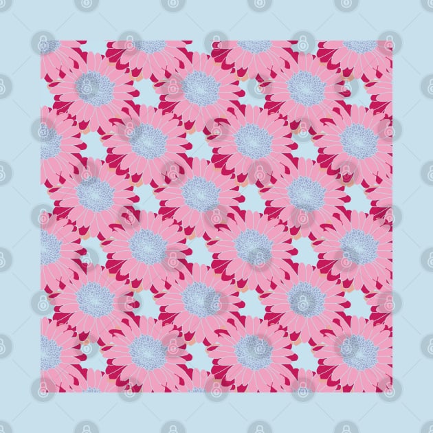 Pink and Blue Daisy Floral Pattern by ellenhenryart