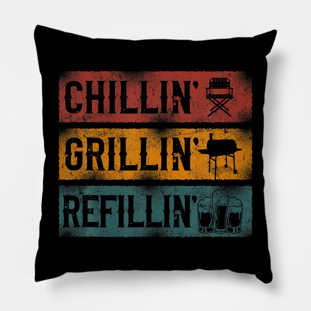 BBQ Smoker Chillin Grillin Refillin Pillow by Danielss