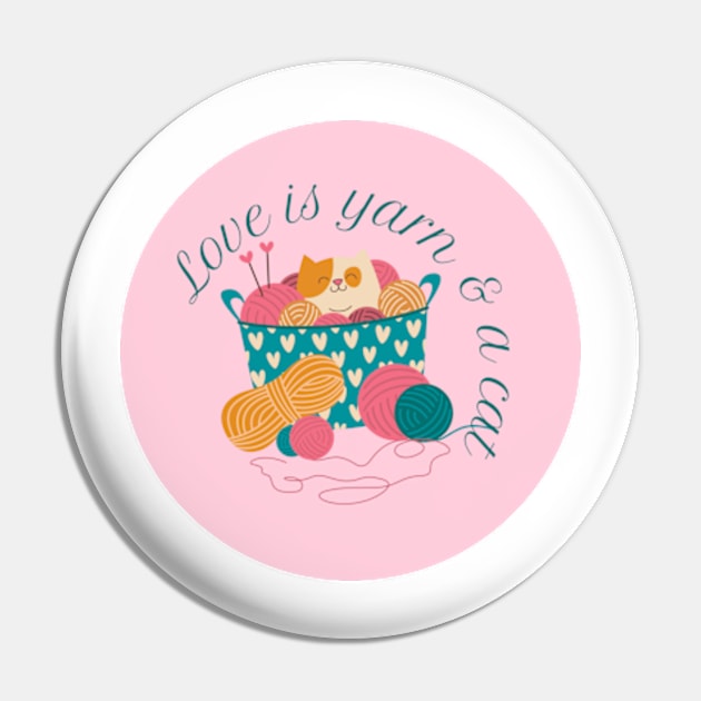 love is yarn and a cat Pin by Bayou Beginnings