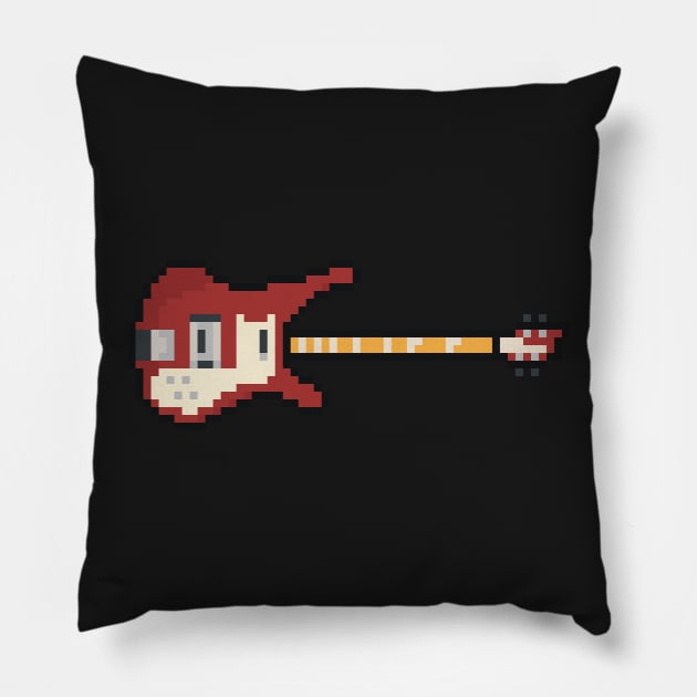 Pixel Red Waters 4001 Bass Guiar Pillow by gkillerb