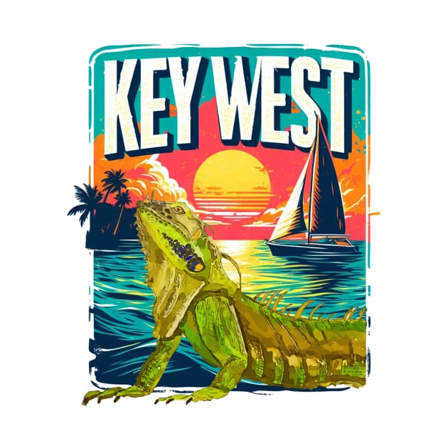 Key West Vibes with Iguana in the foreground. - WelshDesigns by WelshDesigns