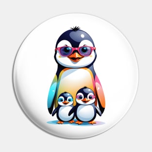 Three cute cheerful penguins Pin